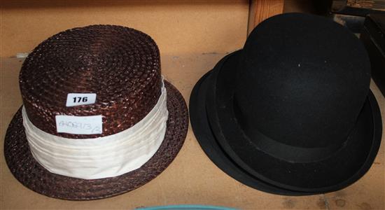 Wicker hat, bowler hat and folding hat